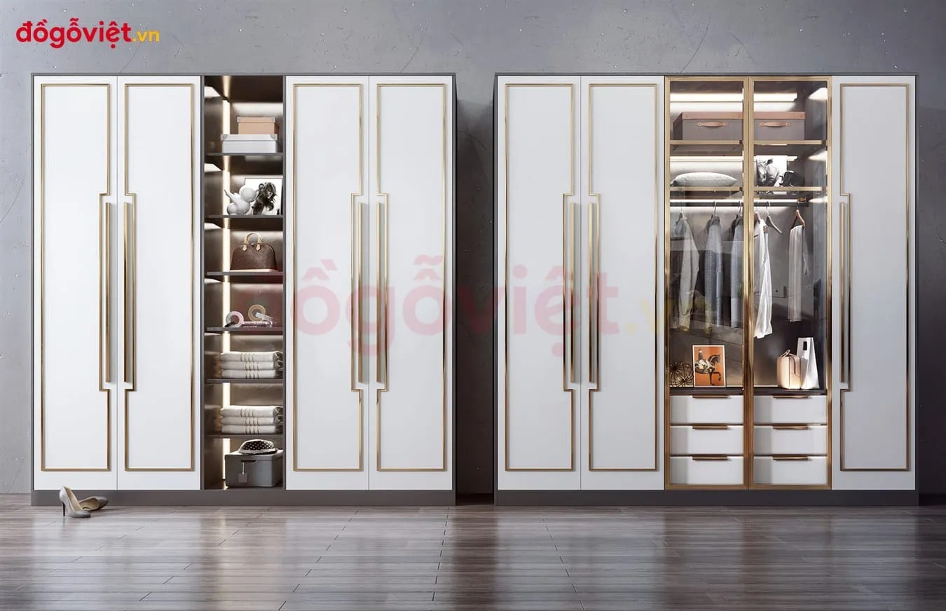 Tuyển chọn mẫu tủ áo tân cổ điển cánh kính sang trọng, đẳng cấp 