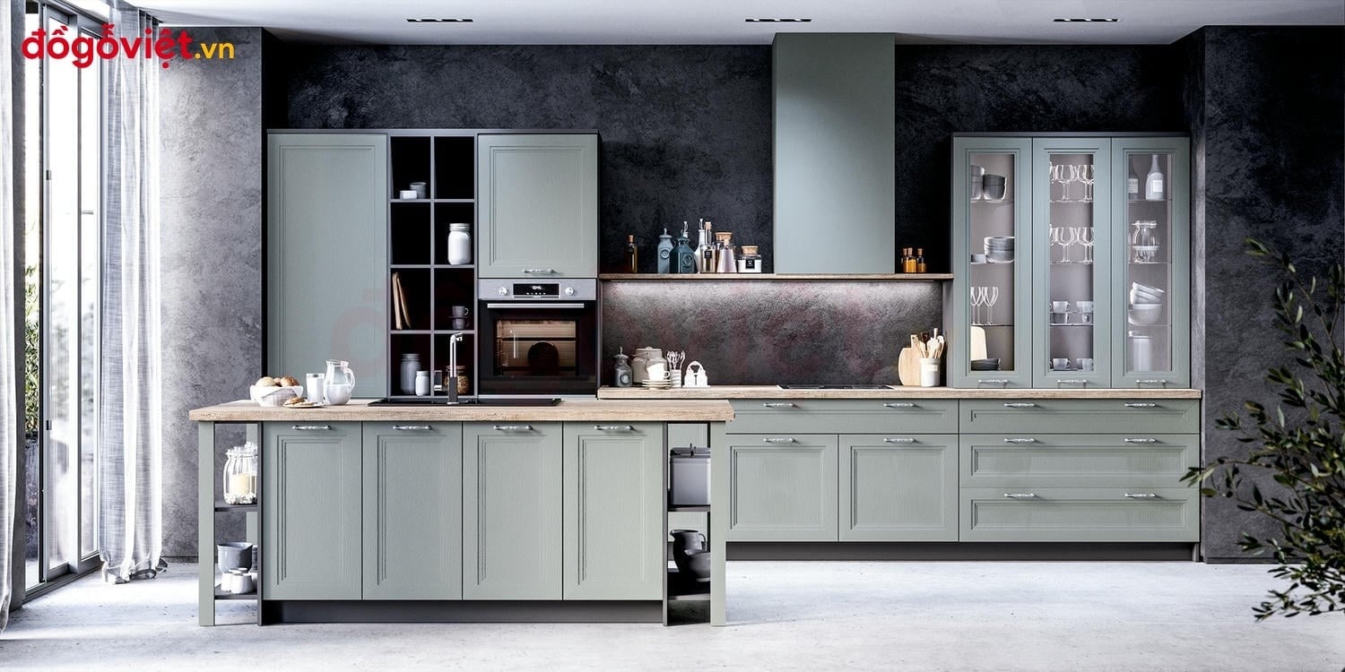 25+ mẫu tủ bếp t&acirc;n cổ điển gỗ c&ocirc;ng nghiệp được ưa chuộng nhất hiện nay  