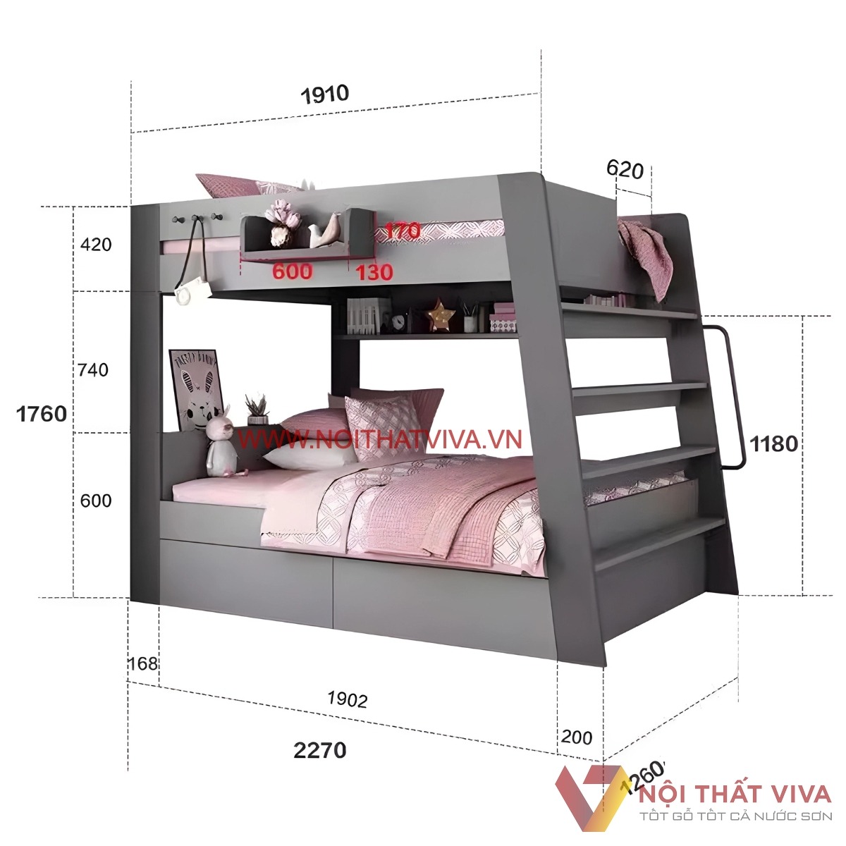 Xu hướng giường trẻ em 1m4 đẹp, giải pháp tối ưu diện tích cho nhà nhỏ