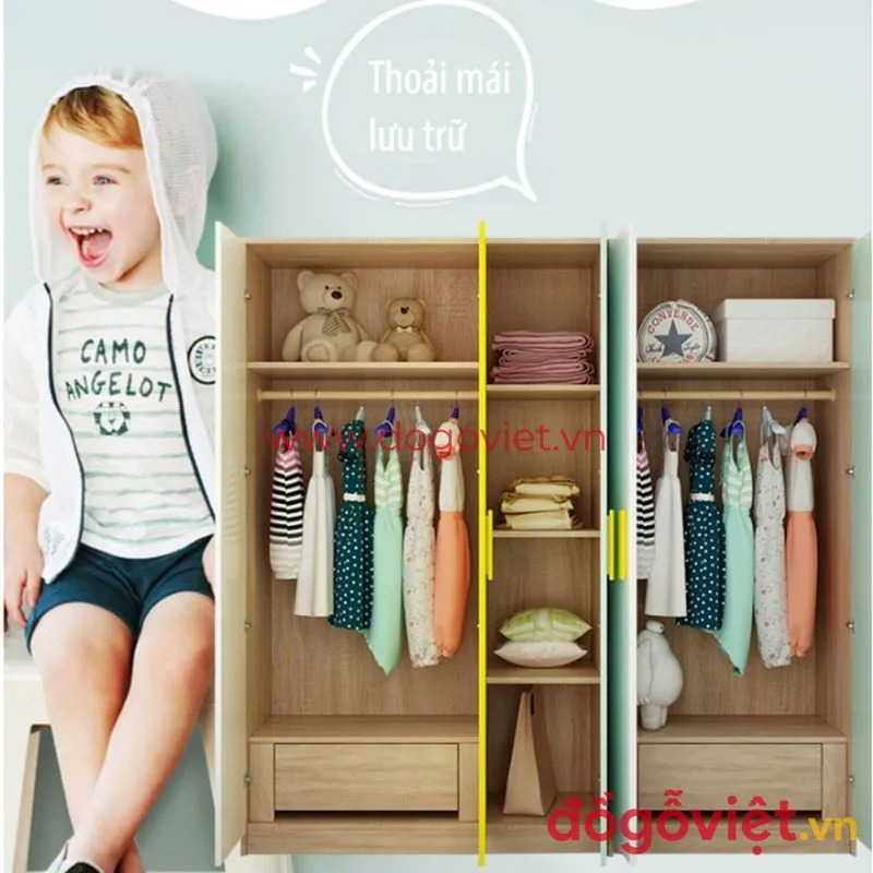Xu hướng thiết kế tủ đựng quần áo trẻ con hiện đại, tiện nghi, an toàn