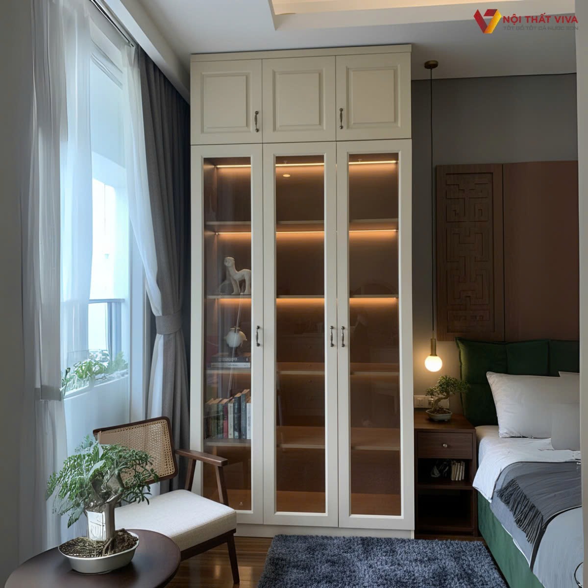 Xu hướng tủ trang trí cánh kính hiện đại & cách chọn phù hợp không gian