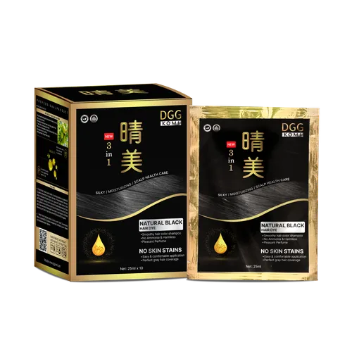 Dầu gội nhuộm Komi [ Dạng gói 10 gói/1 hộp ] Nhật Bản phủ bạc tóc ( Đen Tự Nhiên ) - Chính Hãng 