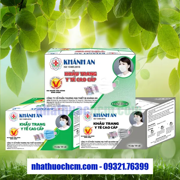 Khẩu trang y tế cao cấp 4 lớp Khánh An (Trắng, Xanh, Xám)