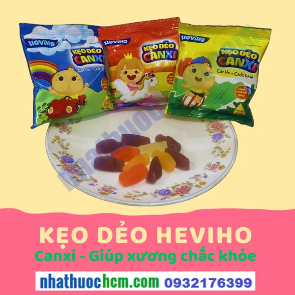 Kẹo dẻo vitamin cho bé HEVIHO Canxi - Túi 32g
