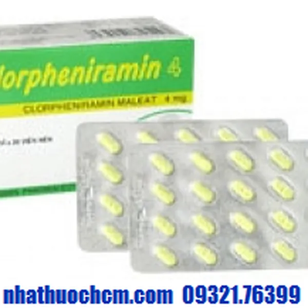 Thuốc chống dị ứng CLORPHENIRAMIN 4mg
