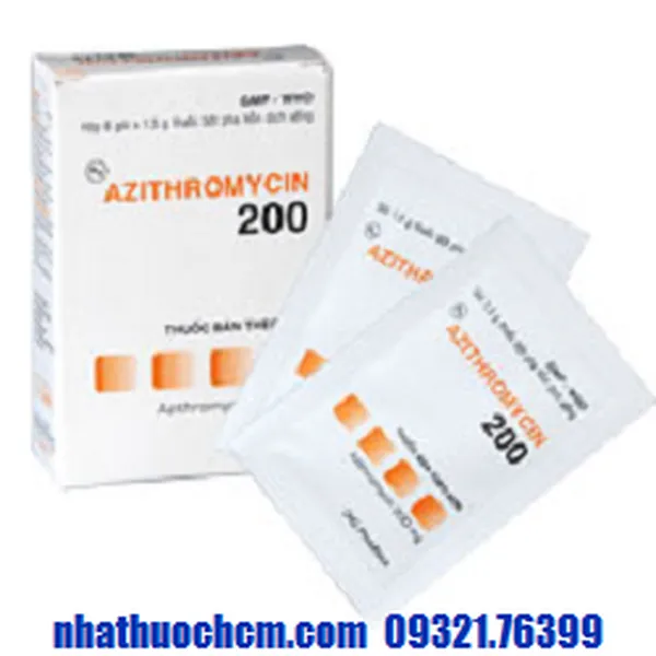 Thuốc kháng sinh AZITHROMYCIN 200mg gói