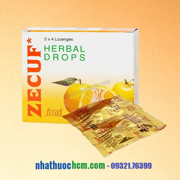 Kẹo ngậm ZECUF - Hương Cam - Hộp 20 viên