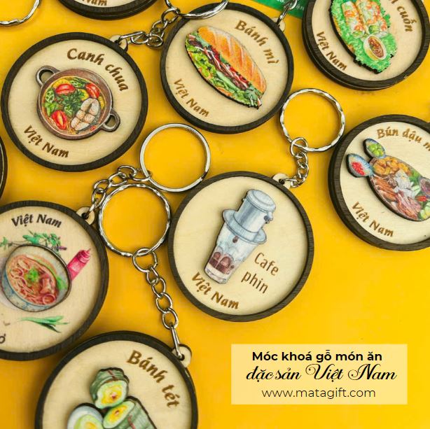 Móc khoá gỗ ẩm thực các món ăn Việt Nam Móc khoá gỗ ẩm thực các món ăn Việt Nam