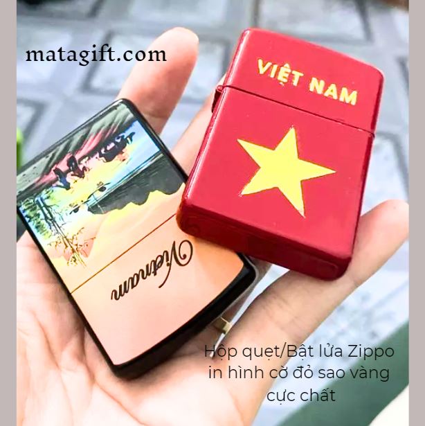 Bật lửa hộp quẹt Zippo in hình cờ đỏ sao vàng Bật lửa hộp quẹt Zippo in hình cờ đỏ sao vàng