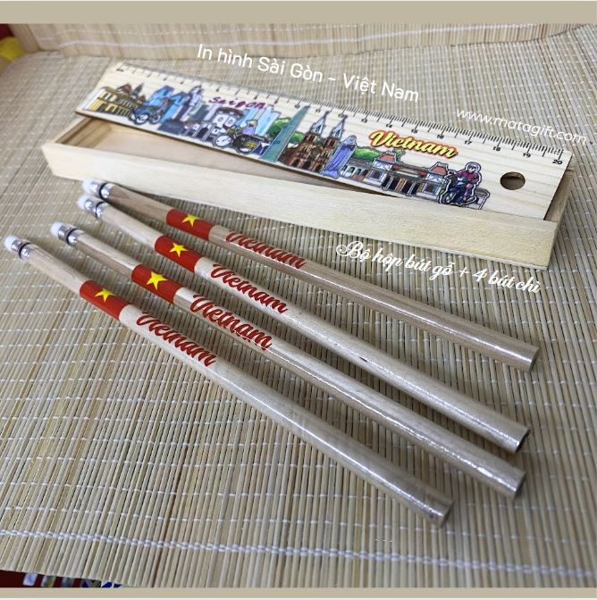 Bộ hộp bút chì in hình lưu niệm Việt Nam cực xinh đẹp Bộ hộp bút chì in hình lưu niệm Việt Nam cực xinh đẹp