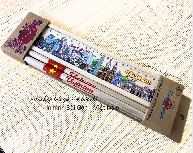 Bộ hộp bút chì in hình lưu niệm Việt Nam cực xinh đẹp Bộ hộp bút chì in hình lưu niệm Việt Nam cực xinh đẹp