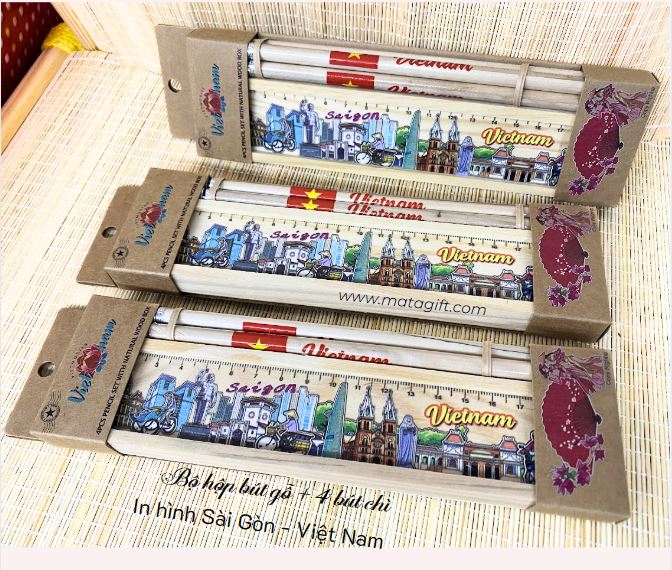 Bộ hộp bút chì in hình lưu niệm Việt Nam cực xinh đẹp Bộ hộp bút chì in hình lưu niệm Việt Nam cực xinh đẹp