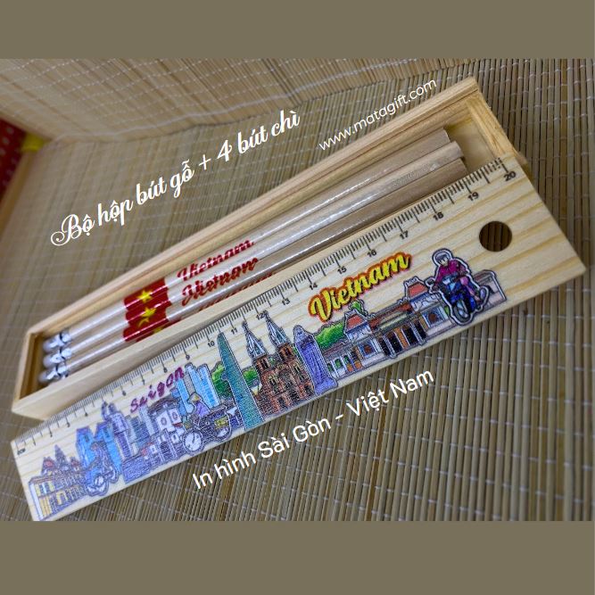 Bộ hộp bút chì in hình lưu niệm Việt Nam cực xinh đẹp Bộ hộp bút chì in hình lưu niệm Việt Nam cực xinh đẹp