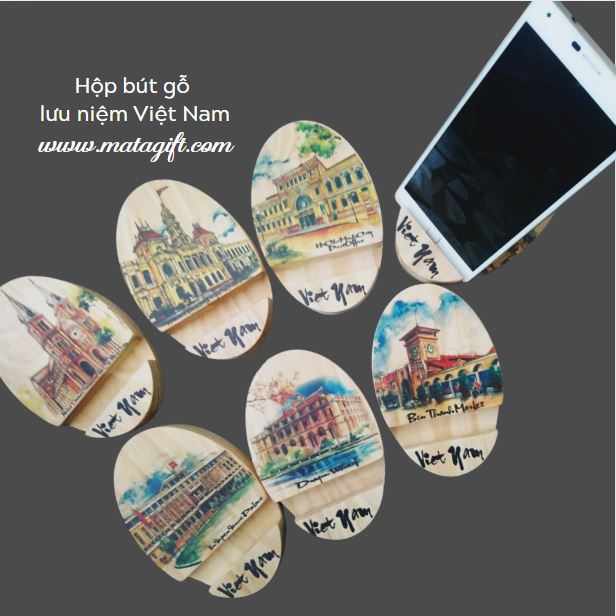 Đế gỗ kê điện thoại và chặn giấy in hình ảnh Việt Nam Đế gỗ kê điện thoại và chặn giấy in hình ảnh Việt Nam