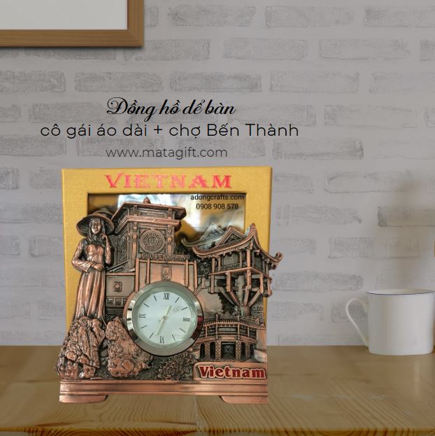 Đồng hồ để bàn danh lam thắng cảnh Việt Nam cô gái áo dài Đồng hồ để bàn danh lam thắng cảnh Việt Nam cô gái áo dài