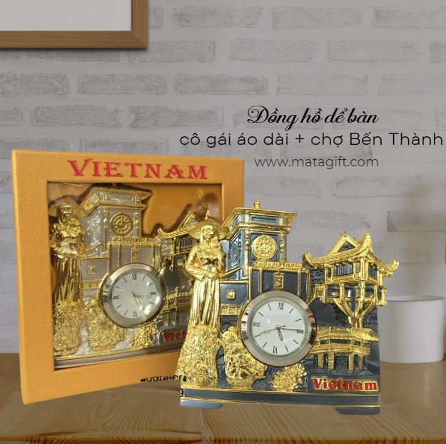 Đồng hồ để bàn danh lam thắng cảnh Việt Nam cô gái áo dài Đồng hồ để bàn danh lam thắng cảnh Việt Nam cô gái áo dài