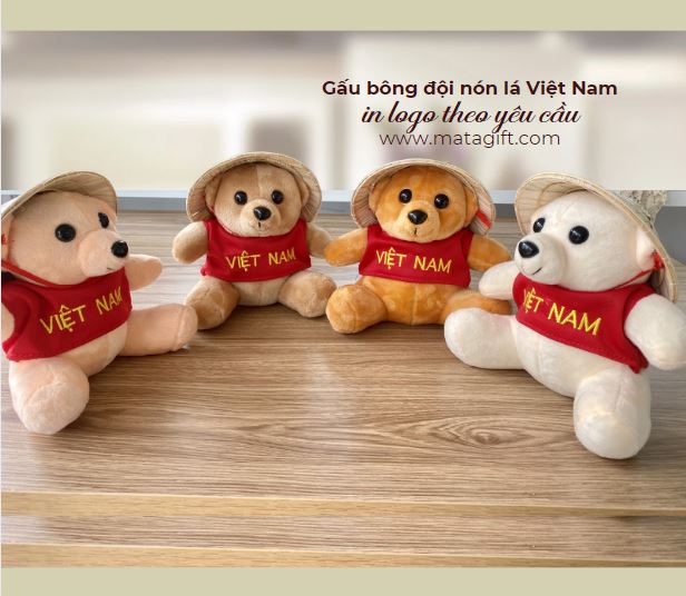 Gấu bông đội nón lá Việt Nam làm quà tặng lưu niệm Gấu bông đội nón lá Việt Nam làm quà tặng lưu niệm