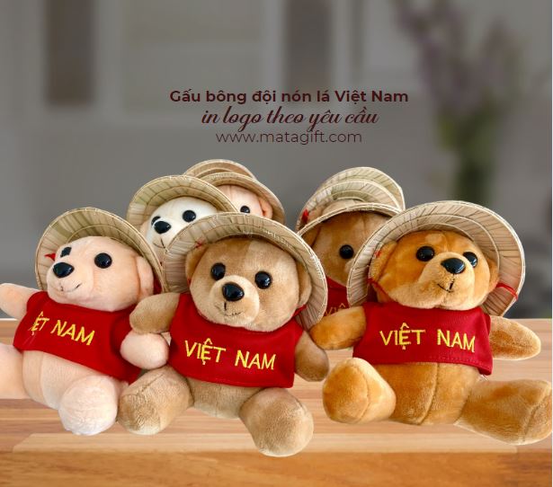 Gấu bông đội nón lá Việt Nam làm quà tặng lưu niệm Gấu bông đội nón lá Việt Nam làm quà tặng lưu niệm