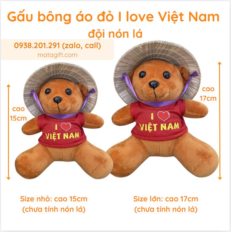 Gấu bông quà lưu niệm áo đỏ I love Việt Nam xinh xắn Gấu bông quà lưu niệm áo đỏ I love Việt Nam xinh xắn