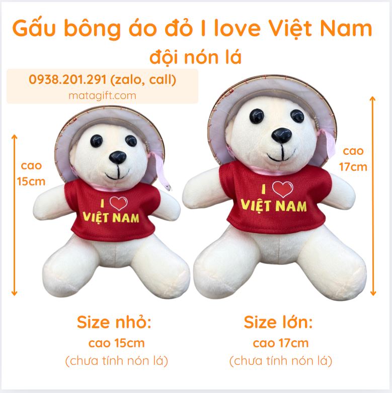 Gấu bông quà lưu niệm áo đỏ I love Việt Nam xinh xắn Gấu bông quà lưu niệm áo đỏ I love Việt Nam xinh xắn
