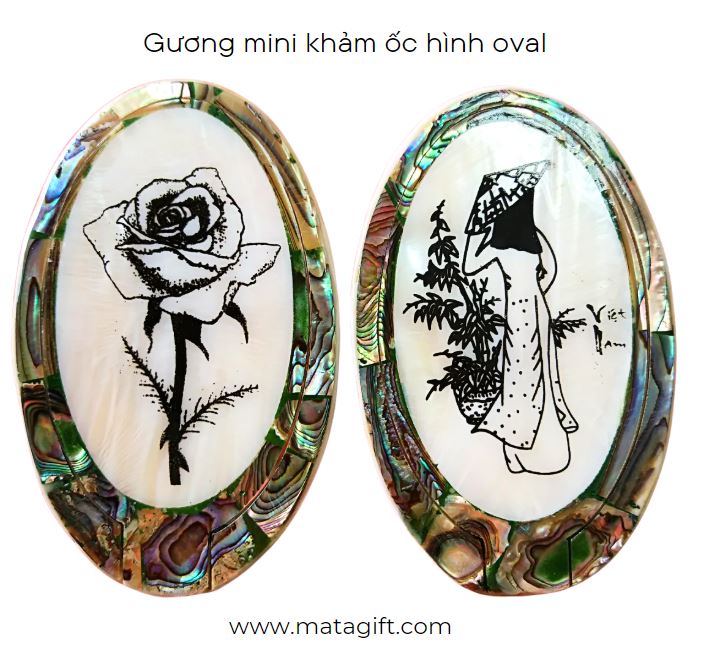 Gương mini khảm ốc hình oval Gương mini khảm ốc hình oval