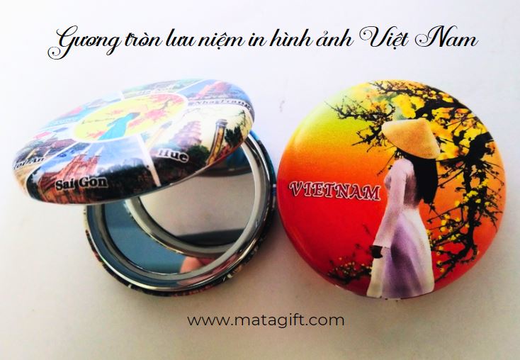 Gương tròn ú lưu niệm in hình ảnh danh lam thắng cảnh Việt Nam Gương tròn ú lưu niệm in hình ảnh danh lam thắng cảnh Việt Nam