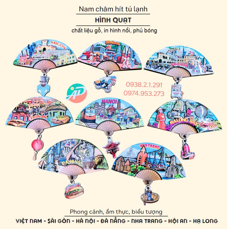 Quà lưu niệm Việt Nam hít nam châm magnet quạt in hình lưu niệm địa danh du lịch Quà lưu niệm Việt Nam hít nam châm magnet quạt in hình lưu niệm địa danh du lịch