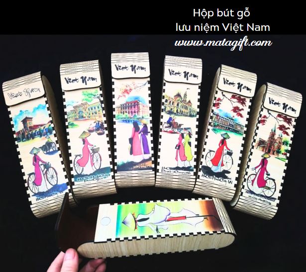 Hộp bút gỗ in hình ảnh lưu niệm Việt Nam Hộp bút gỗ in hình ảnh lưu niệm Việt Nam