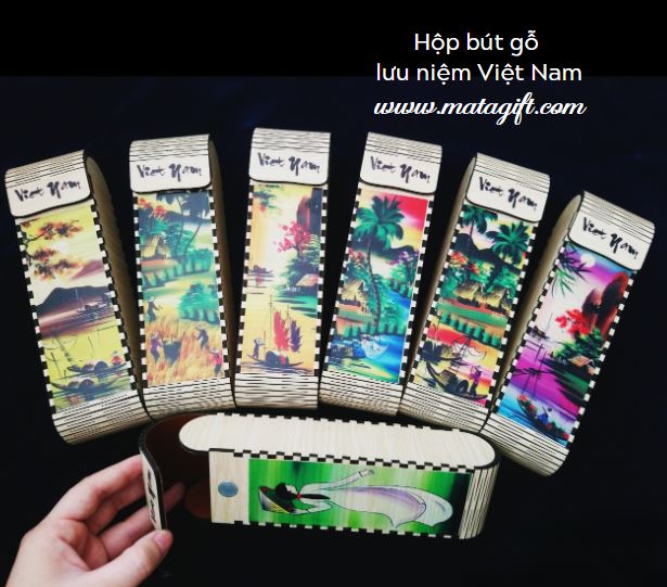 Hộp bút gỗ in hình ảnh lưu niệm Việt Nam Hộp bút gỗ in hình ảnh lưu niệm Việt Nam