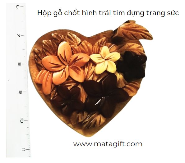 Hộp gỗ chốt đựng trang sức hình trái tim Hộp gỗ chốt đựng trang sức hình trái tim
