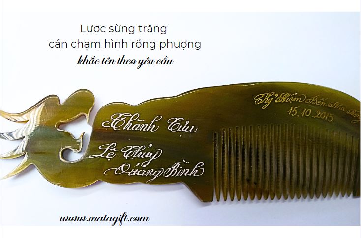 Lược sừng trắng chạm hình rồng phượng Lược sừng trắng chạm hình rồng phượng