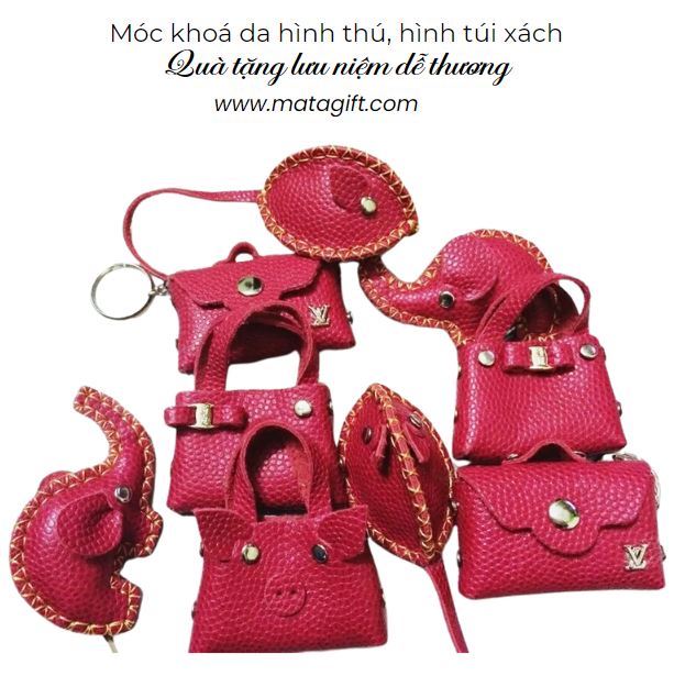 Móc khoá da hình con voi, con chuột, con heo, túi xách Móc khoá da hình con voi, con chuột, con heo, túi xách