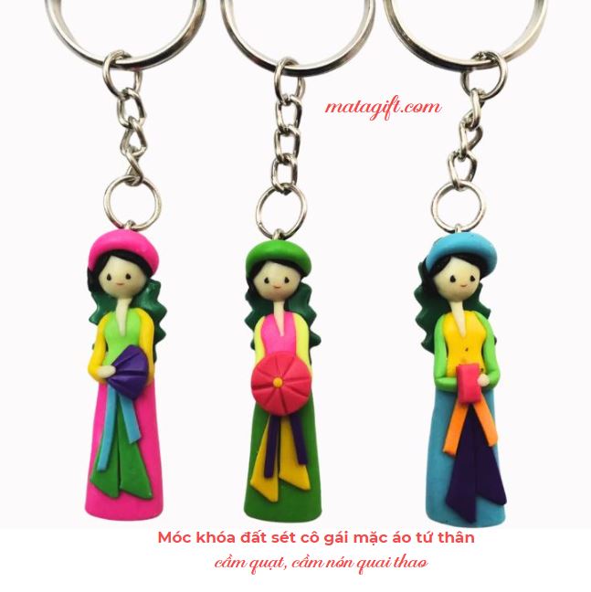 Móc khóa cô gái Việt mặc áo tứ thân Móc khóa cô gái Việt mặc áo tứ thân