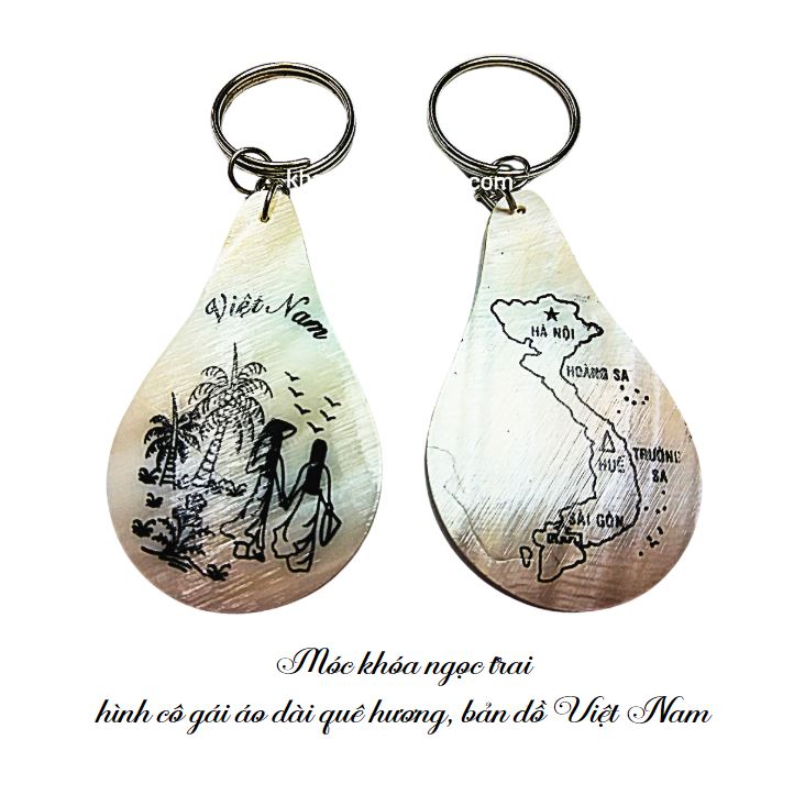 Móc khoá gỗ cẩn ngọc trai hình cô gái áo dài, bản đồ Việt Nam Móc khoá gỗ cẩn ngọc trai hình cô gái áo dài, bản đồ Việt Nam