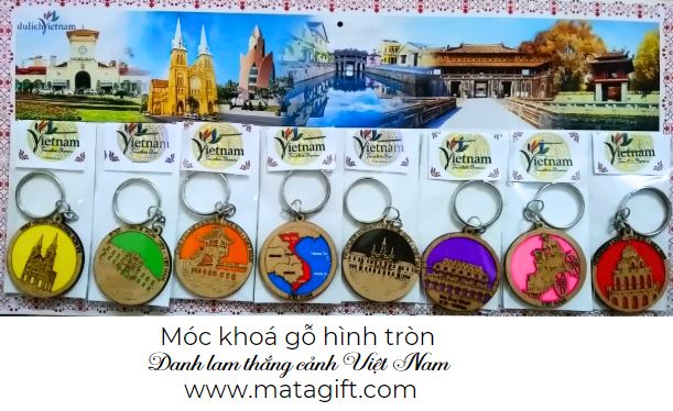 Móc khoá gỗ hình tròn danh lam thắng cảnh Việt Nam Móc khoá gỗ hình tròn danh lam thắng cảnh Việt Nam