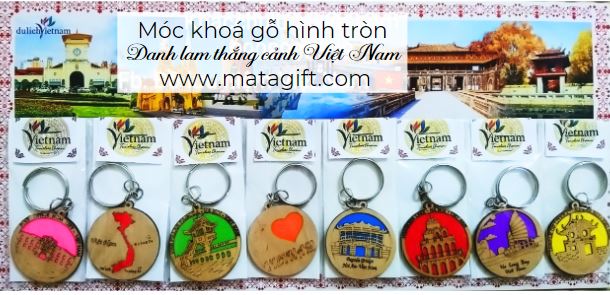 Móc khoá gỗ hình tròn danh lam thắng cảnh Việt Nam Móc khoá gỗ hình tròn danh lam thắng cảnh Việt Nam
