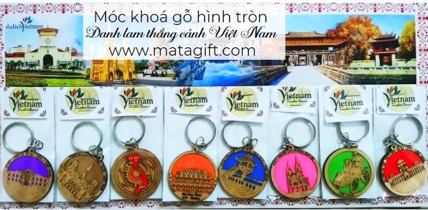Móc khoá gỗ hình tròn danh lam thắng cảnh Việt Nam Móc khoá gỗ hình tròn danh lam thắng cảnh Việt Nam