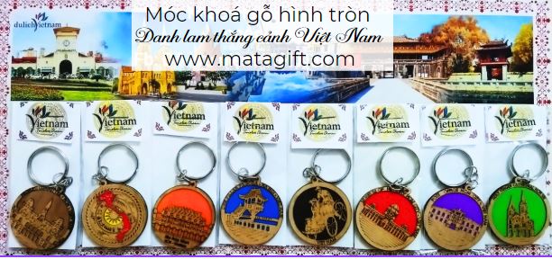 Móc khoá gỗ hình tròn danh lam thắng cảnh Việt Nam Móc khoá gỗ hình tròn danh lam thắng cảnh Việt Nam