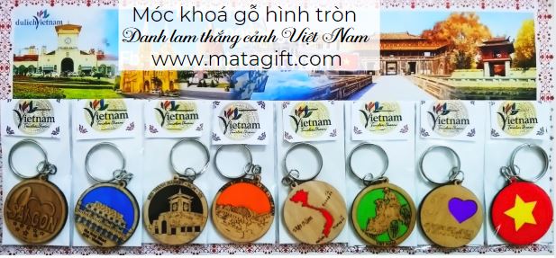 Móc khoá gỗ hình tròn danh lam thắng cảnh Việt Nam Móc khoá gỗ hình tròn danh lam thắng cảnh Việt Nam