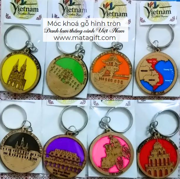 Móc khoá gỗ hình tròn danh lam thắng cảnh Việt Nam Móc khoá gỗ hình tròn danh lam thắng cảnh Việt Nam