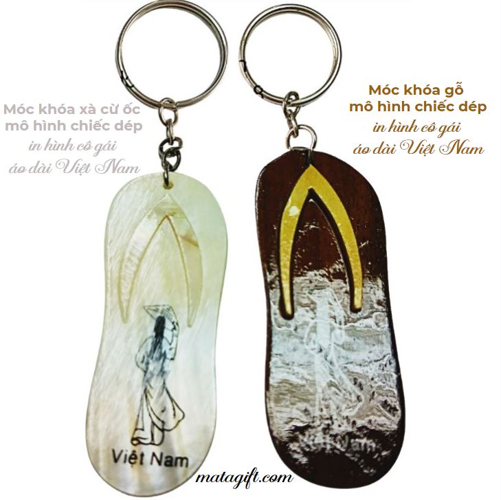 Móc khóa dép gỗ khảm trai hình bản đồ Việt Nam Móc khóa dép gỗ khảm trai hình bản đồ Việt Nam