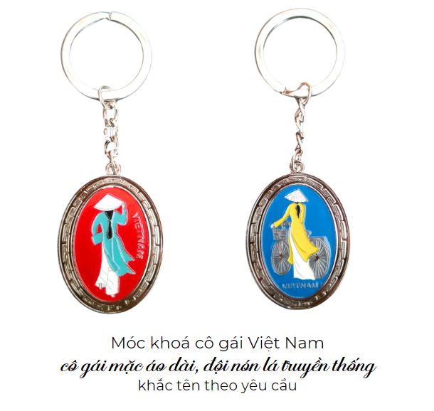 Móc khoá cô gái áo dài nón lá Việt Nam Móc khoá cô gái áo dài nón lá Việt Nam