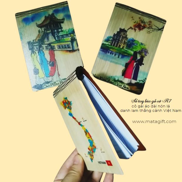 Sổ tay bìa gỗ in hình phong cảnh Việt Nam A7 Sổ tay bìa gỗ in hình phong cảnh Việt Nam A7