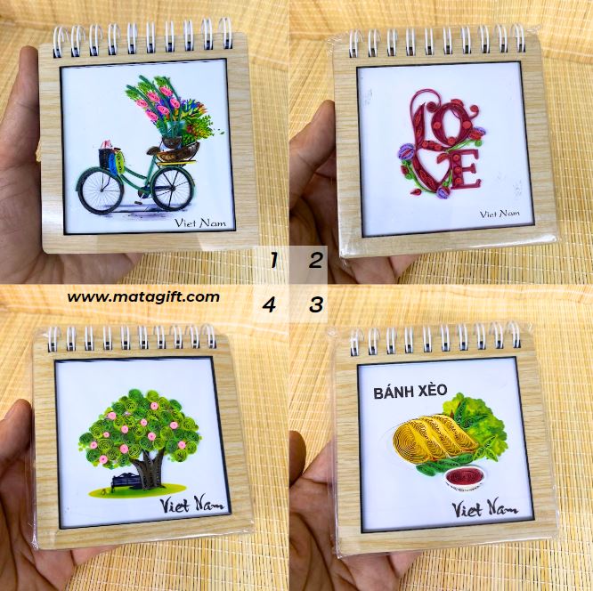 Sổ tay lò xo A7 bìa gỗ tranh giấy xoắn Sổ tay lò xo A7 bìa gỗ tranh giấy xoắn