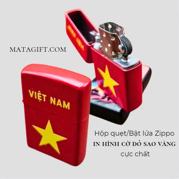 Bật lửa hộp quẹt Zippo in hình cờ đỏ sao vàng