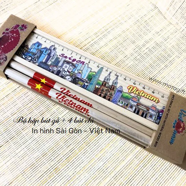 Bộ hộp bút chì in hình lưu niệm Việt Nam