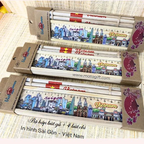 Bộ hộp bút chì in hình lưu niệm Việt Nam
