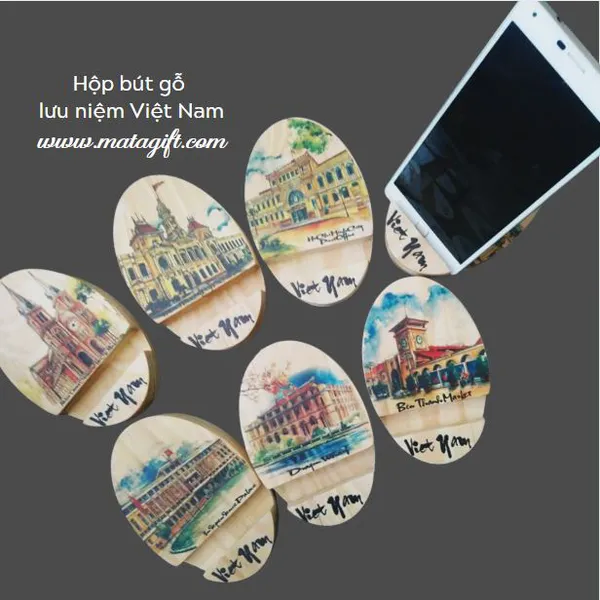 Đế gỗ kê điện thoại và chặn giấy