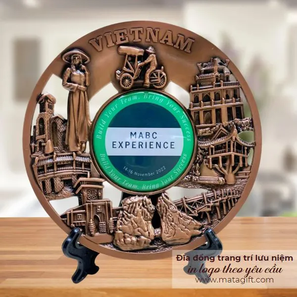 Đĩa đồng trang trí làm quà lưu niệm Việt Nam