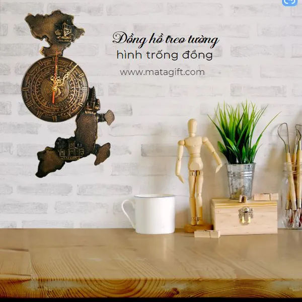 Đồng hồ treo tường họa tiết trống đồng Đông Sơn